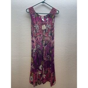 Forbidden Pink Floral sleeveless dress beads crochet Size Extra Large‎ NEW